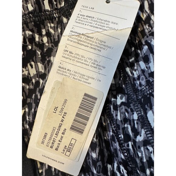Lole Burst Leggings Size Large Black East Side Pockets NWT $80 Activewear - Picture 3 of 8